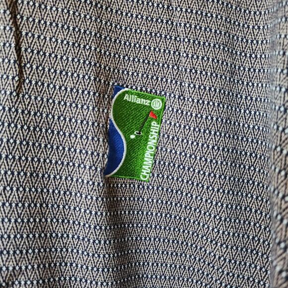 Descente International Collection Golf Polo Mens Size XL Blue Brown Allianz Vtg - Picture 5 of 9